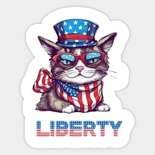 Liberty Cat, Patriotic 4th of July Design Sticker